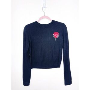 Sunday Best X Aritzia Black Fitted Rose Wool Blend Sweater Size Small